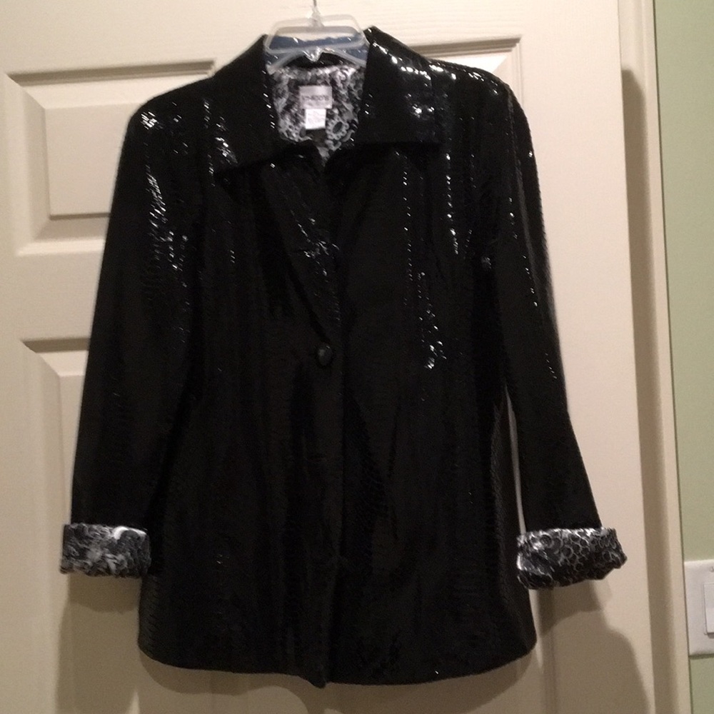Chico’s leather blazer black snakeskin.